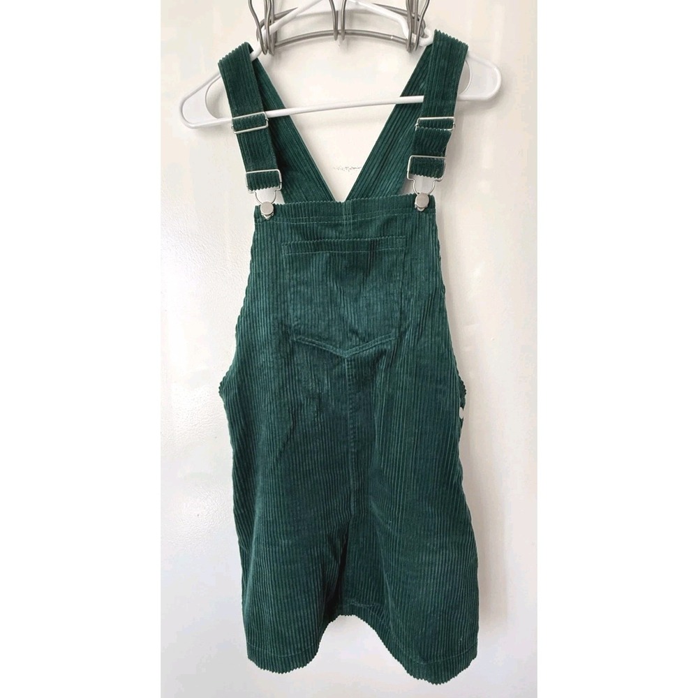Forever 21 Green Corduroy Overall Dress Pinafore Adjustable Straps Cotton S